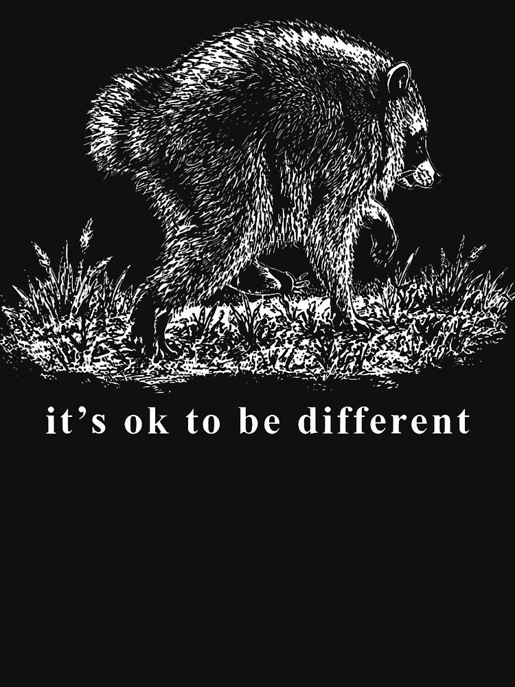 Its Ok To Be Different Funny Jimothy Raccoon by ChaosColorCo