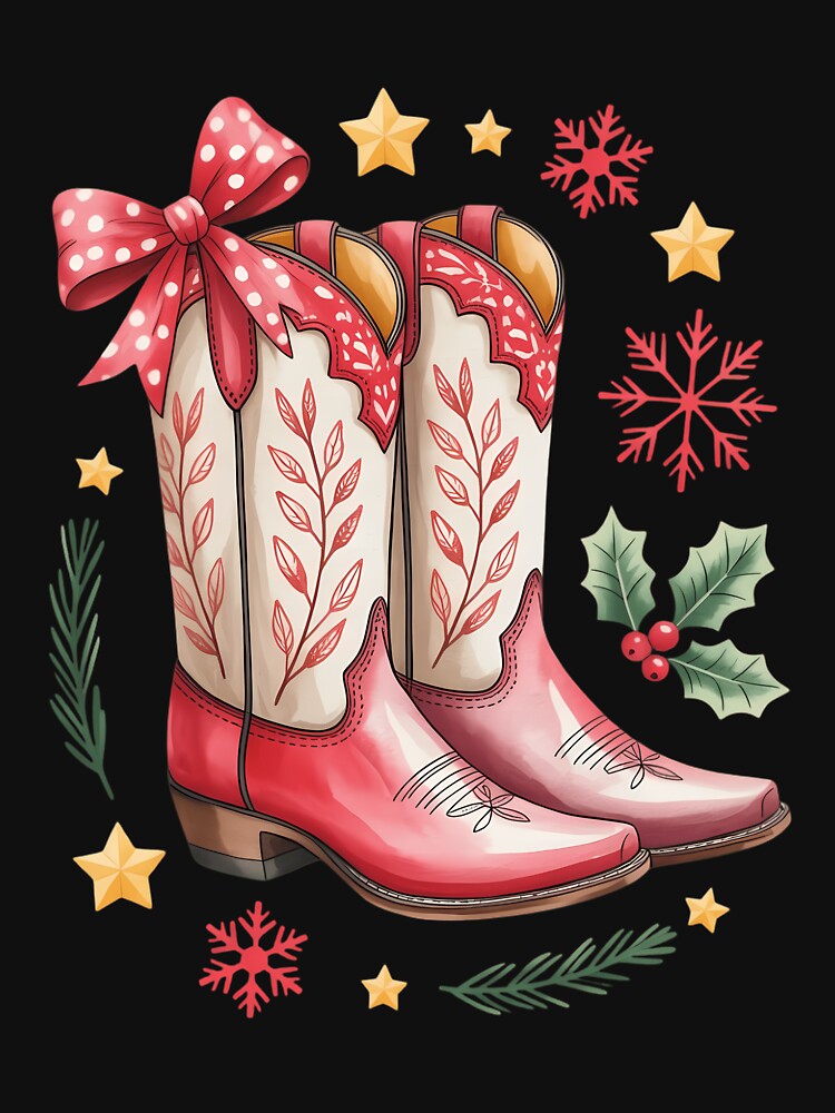 Western Christmas Family Pajamas Bow Cowgirl Cowboy Boots by blueyeeti