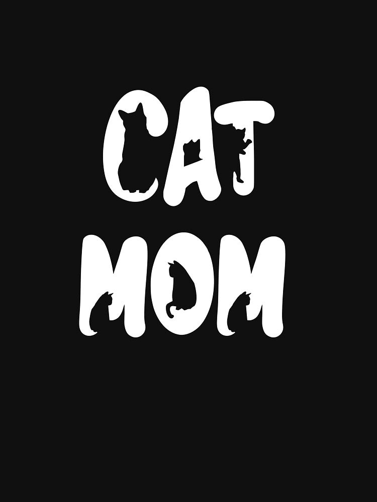 Cat Mom White Text Design with Cats Placed Inside The Text by jonrdesign