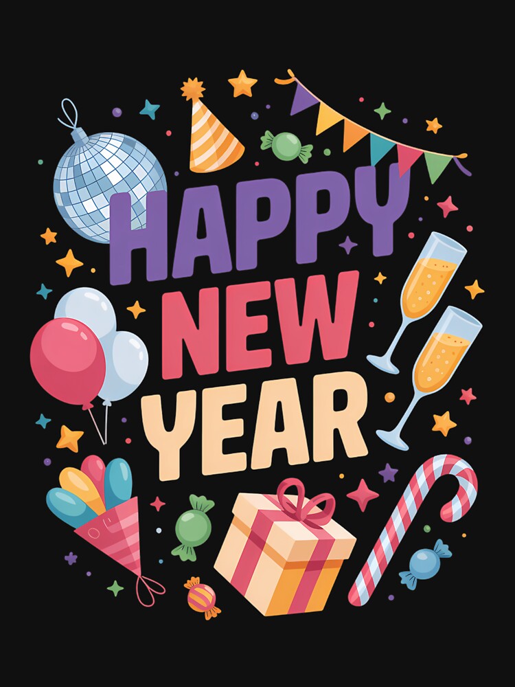 Happy New Year Party Celebration Fun Festive New Year by ValerieRodrigue