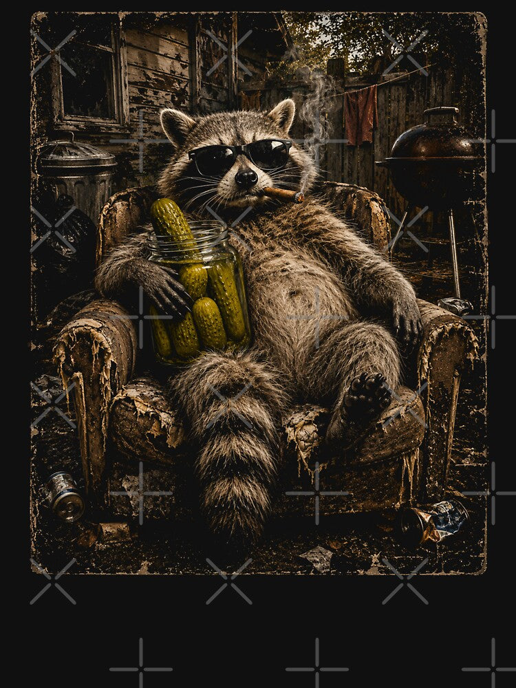 Funny Raccoon Eating Pickles Meme Mens Womens by will freed18