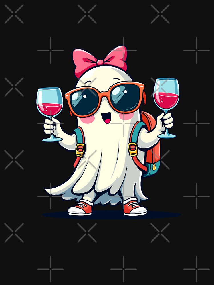 Cute Ghost Holding Champagne Glasses – Fun & Festive Design by PixelCraftBD