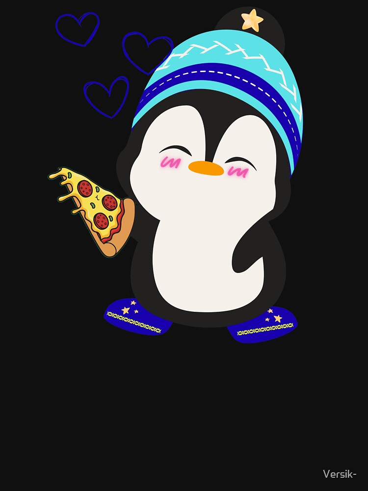 Pizza Lover Penguin – Adorable Foodie Animal Design by Versik-