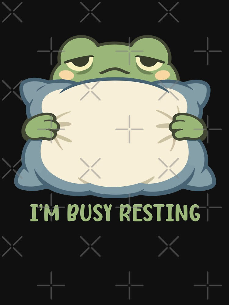 Funny Frog Cartoon Resting with Pillow by stylishdzign