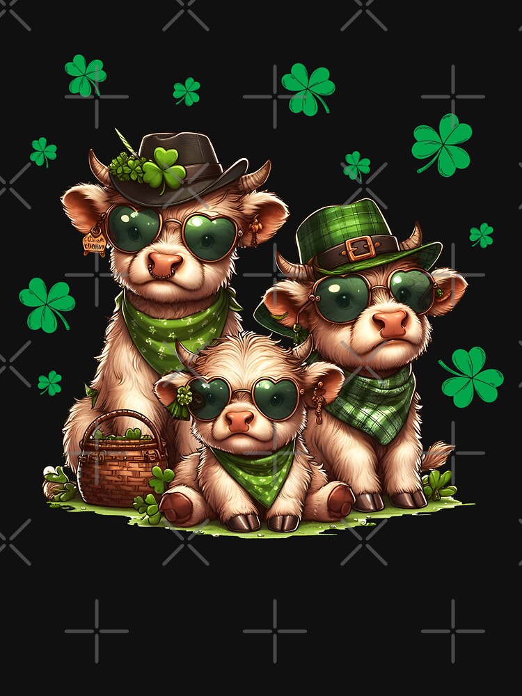 Baby Highland Cow St Patricks day Shamrock Irish Holiday by MTRBSK11