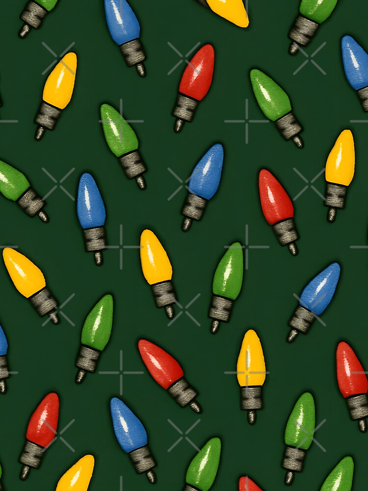 Colorful Christmas Lights on Green Background by SassyArtistry