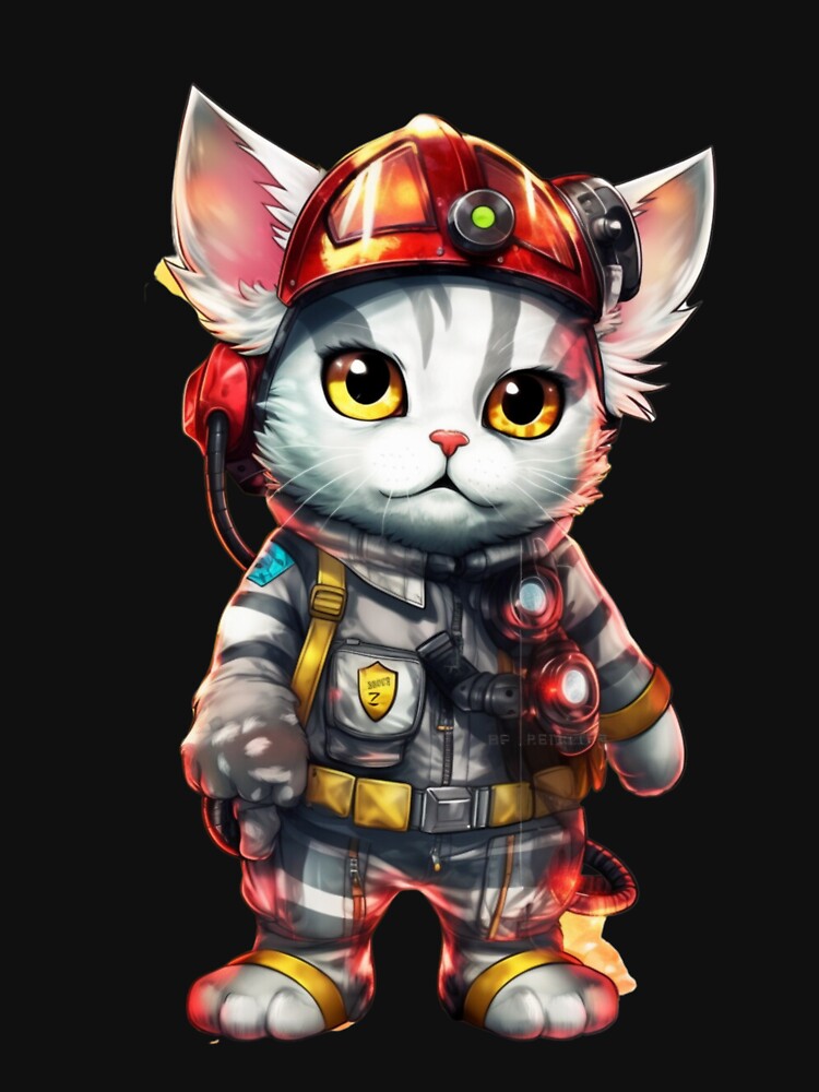 Superhero firefighter cat by HarriPaloma
