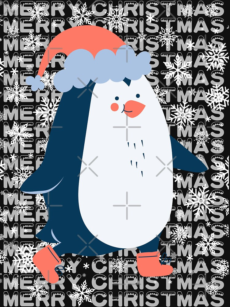 Merry Christmas Penguin Snowflakes Patterned by Designs By YL