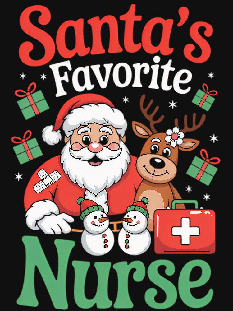 Favorite Santas Vintage Classic Christmas Merry Nurse Retro by Olincristie