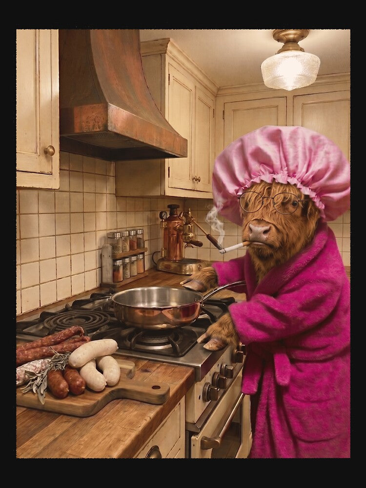 Funny Highland Cow Housewife Brainrot Meme Animal Lover by TerryConnells