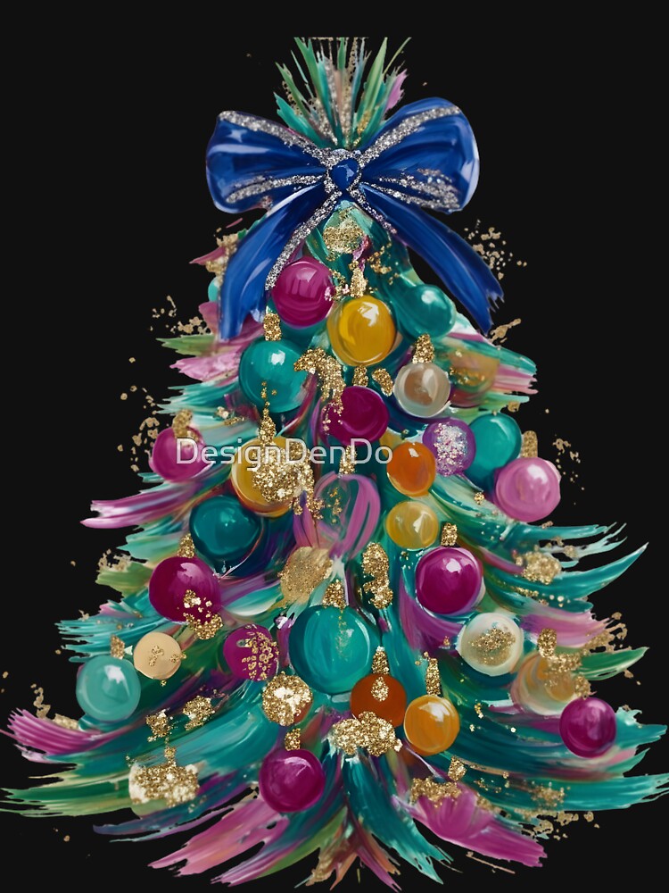Colorful Coquette Glitter Christmas Ornament, Merry Christmas Design, Bright Color Christmas Coquette Bow, Brushstroke Christmas by DesignDenDo ⭐⭐⭐⭐⭐
