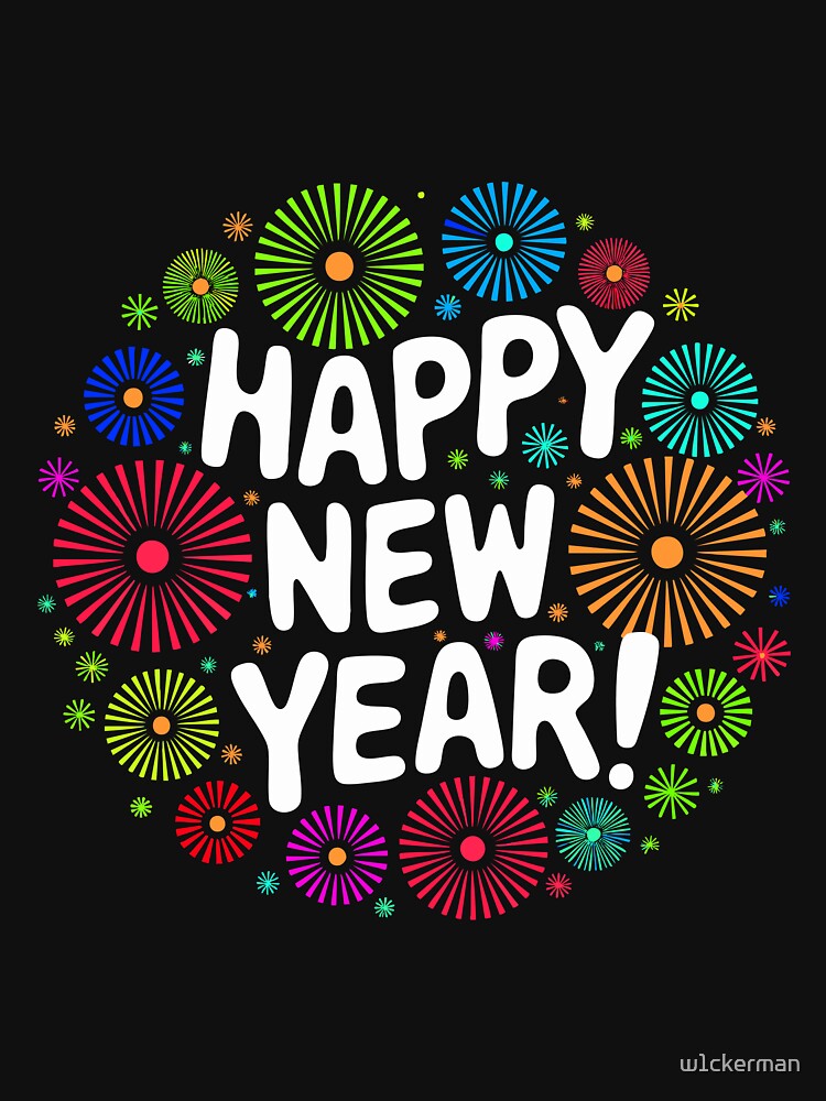 Happy New Year 2025 Festive Fireworks Celebration Holiday Colourful by w1ckerman