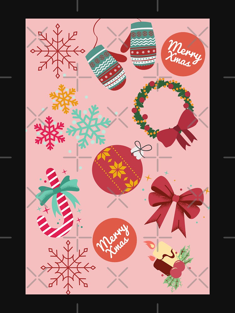 Cute Christmas Pattern | Wreath, Candles,Candy Cane, Snowflakes by Moodyandmellow