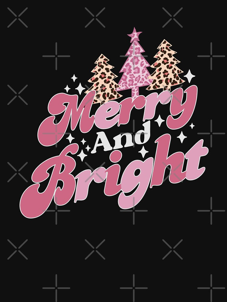 Merry and Bright Retro Pink Vintage Christmas Trees by Smix Pixels