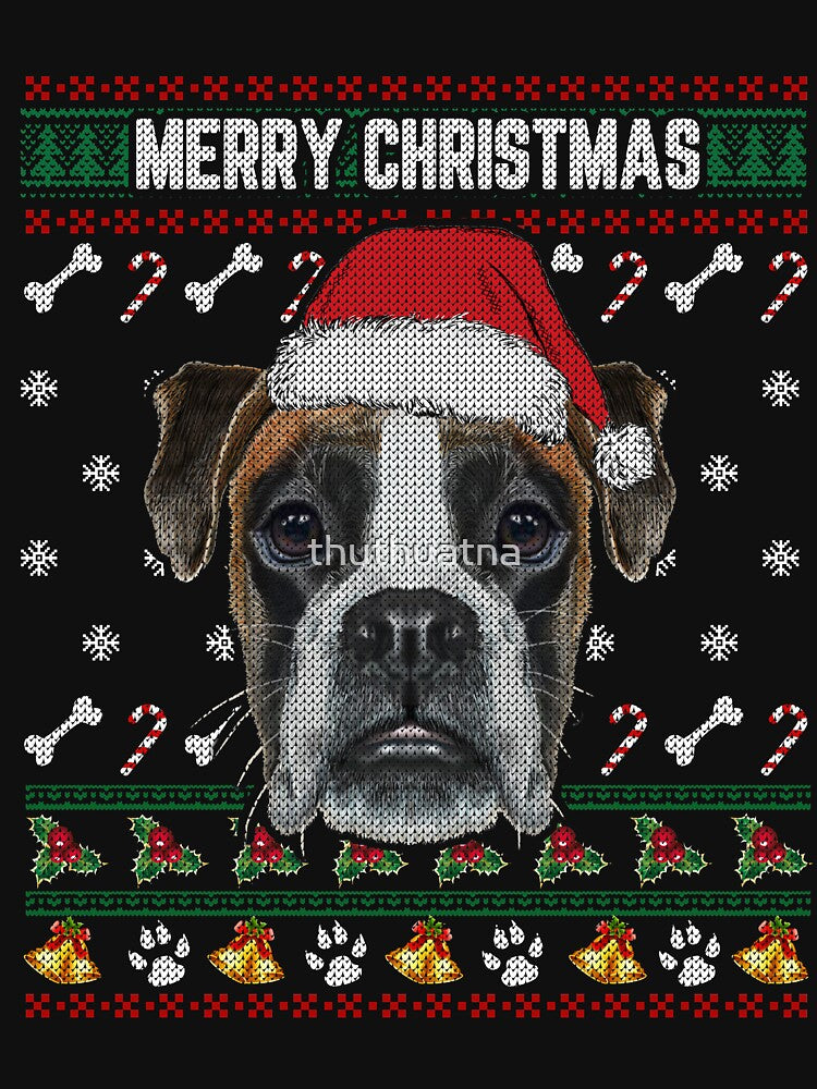 Boxer Lovers Ugly Xmas Sweater Merry Christmas T Shirt by thuthuatna