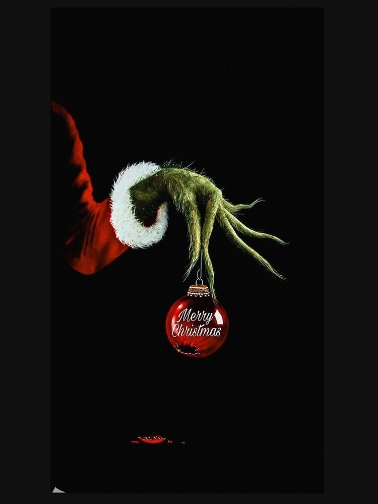 Merry Christmas Grinch Holding Christmas Ball by Mseabro