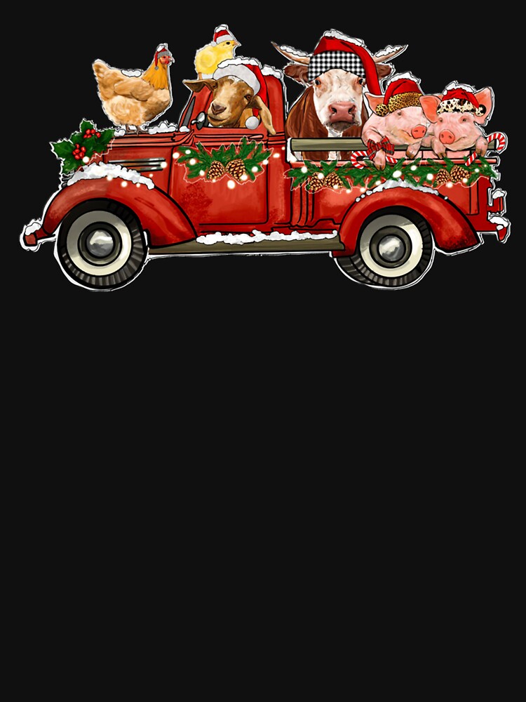 Merry Christmas Animals Farm Santa Red Truck Light Pajamas by aggvinquoterl