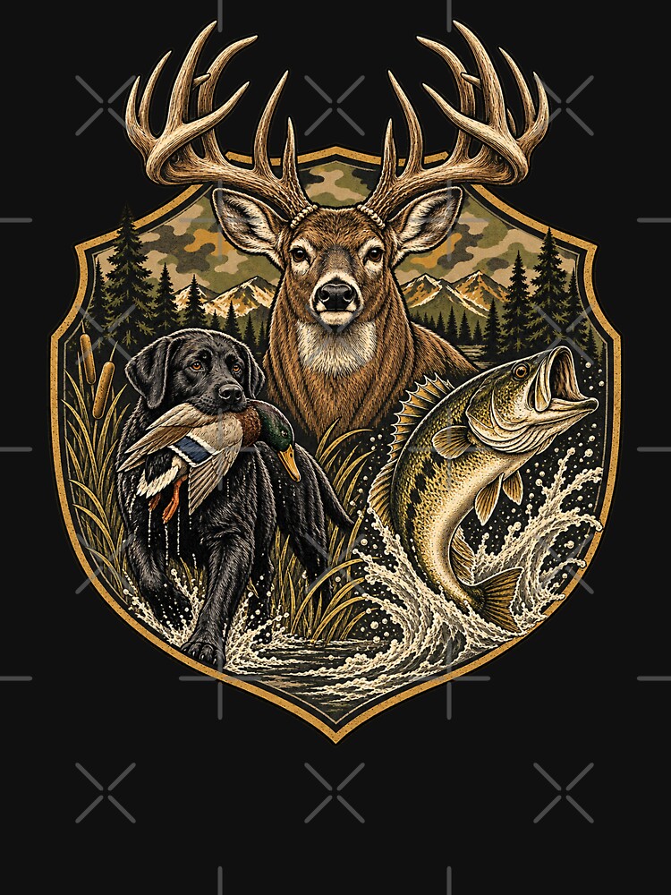 Youth Camo Fishing Bass Fish Dog Hunting Duck Deer Local Boy by will freed18