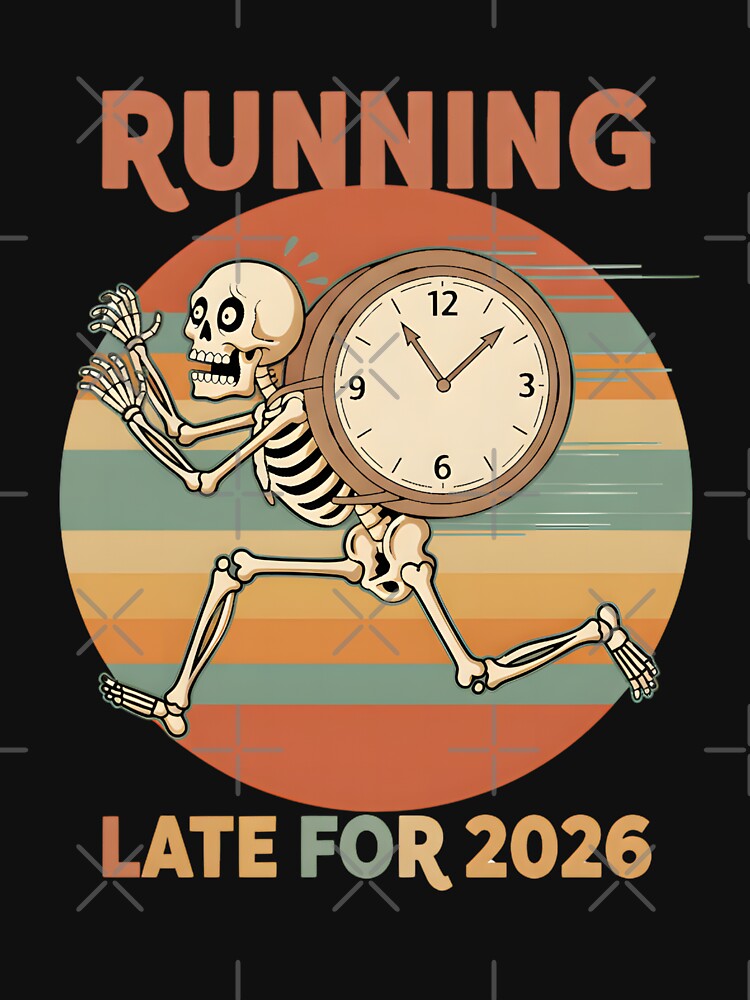 Running Late For 2026 Funny Skeleton with Clock New Year by Abdeelol