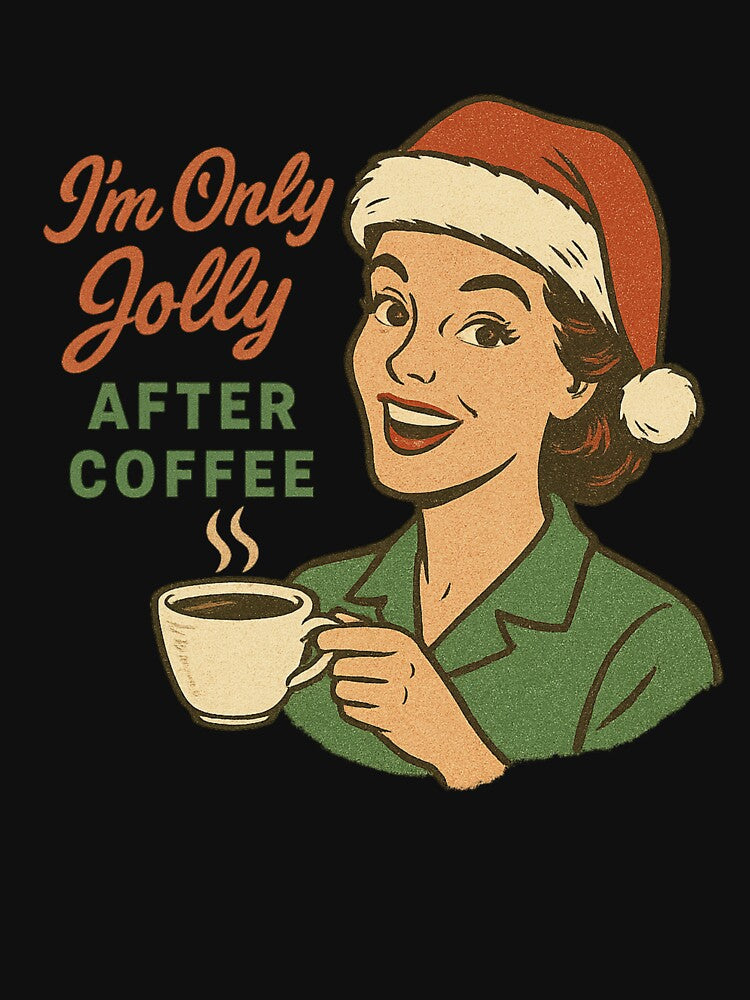 I’m Only Jolly After Coffee --Funny Retro Christmas Coffee Lover Design by Zippitydodads