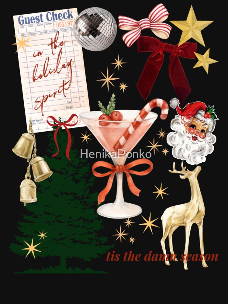 In The Holiday Spirit Retro Christmas Cocktail Collage & Tis The Damn Season by HenikaPonko