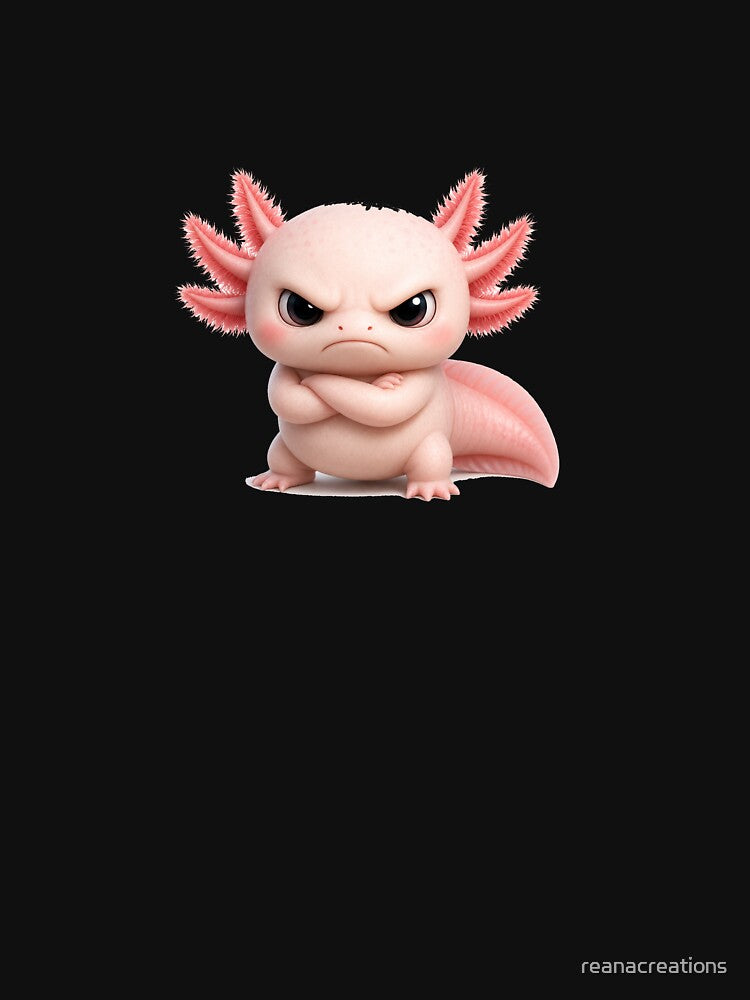 Cute Angry Axolotl – Adorable Pink Axolotl by reanacreations