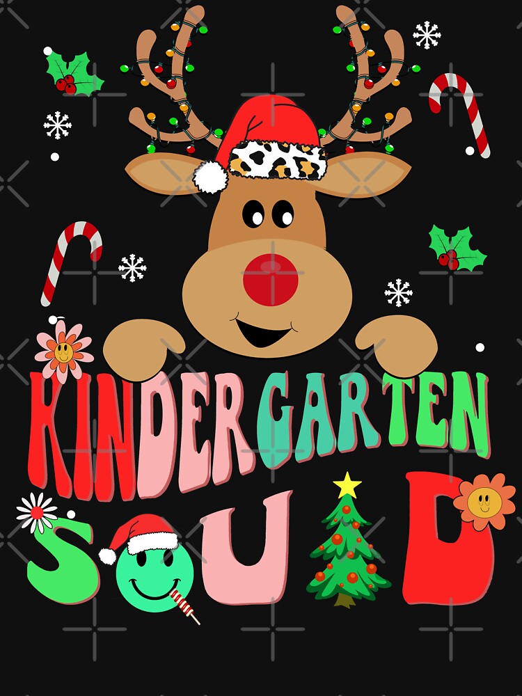 kindergarten christmas reindeer shirt , matching teacher squad christmas crew grovvy shirt by ZAIN JAMAL