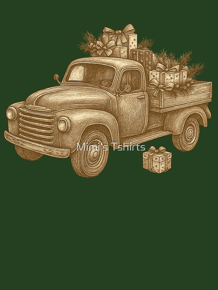 Country Farmhouse Christmas Truck by Mimi's Tshirts