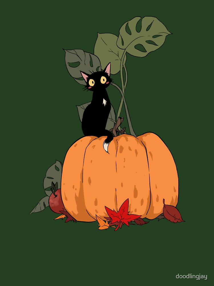 Cats Rule Autumn Black Kitty by doodlingjay