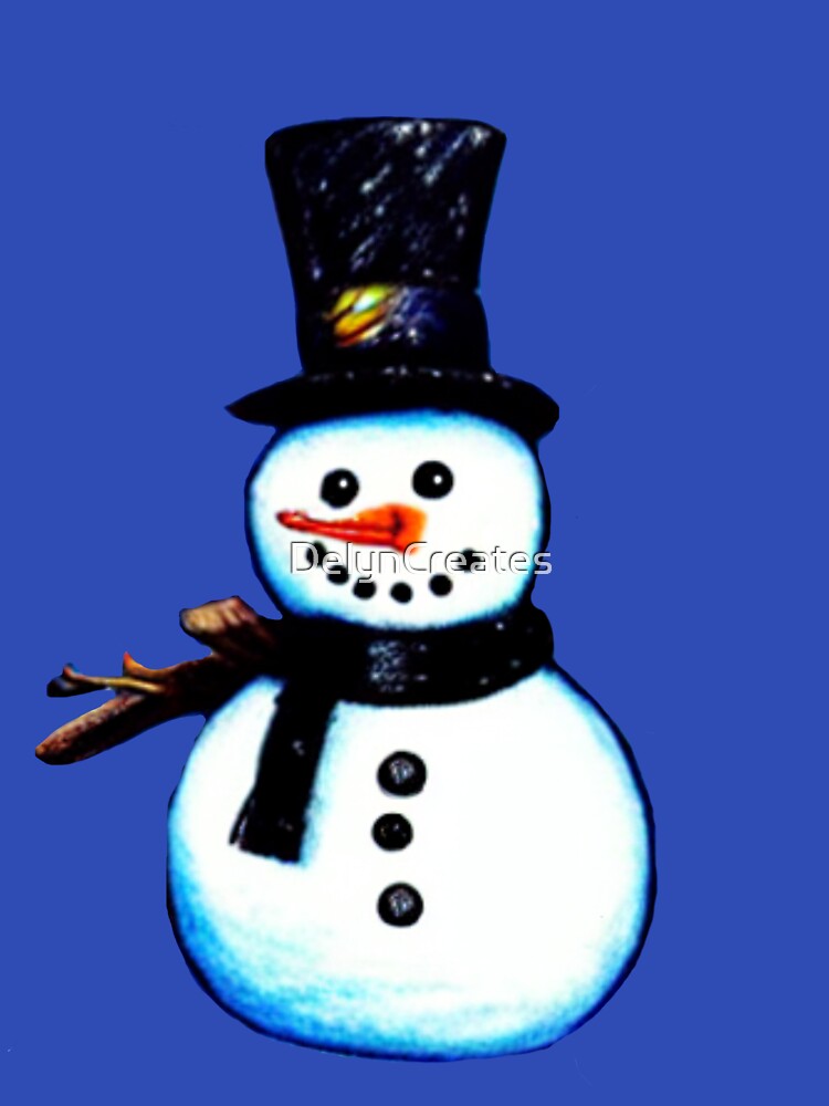 Cute Snowman Wearing a black top hat by DelynCreates