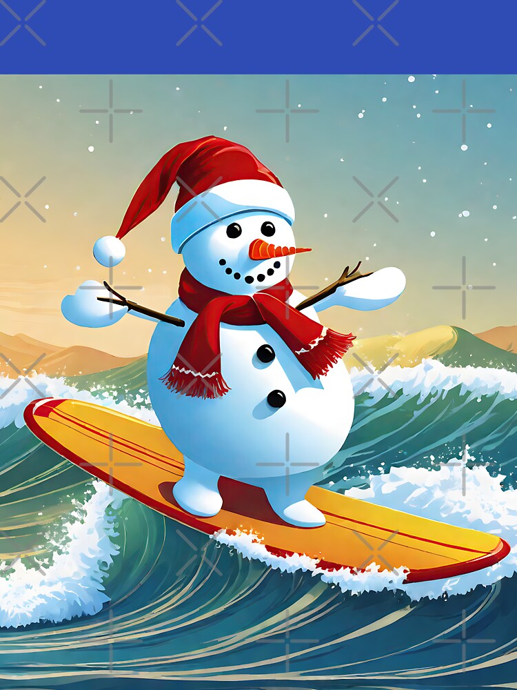 Snowman Surfer #1  On Vacation - Stoked Frosty Glide by Artekinium
