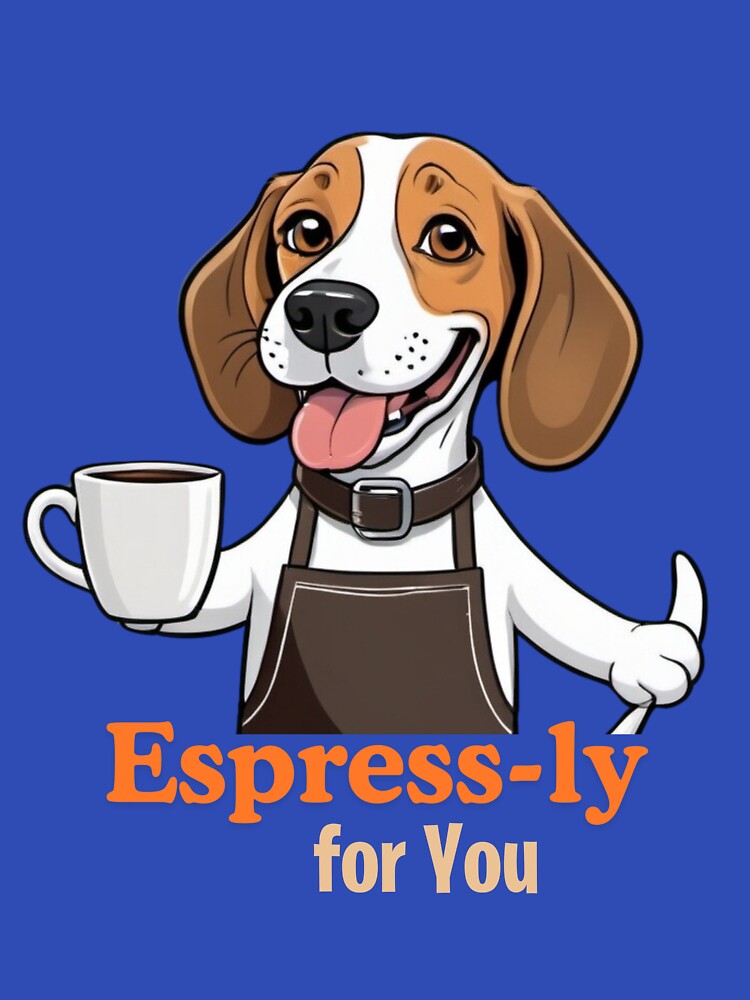 Barista Cartoon with Beagle Dog Design – Funny and Unique Dog and Owner Artwork - Barista Gift - Pet Humor by KoraTalks