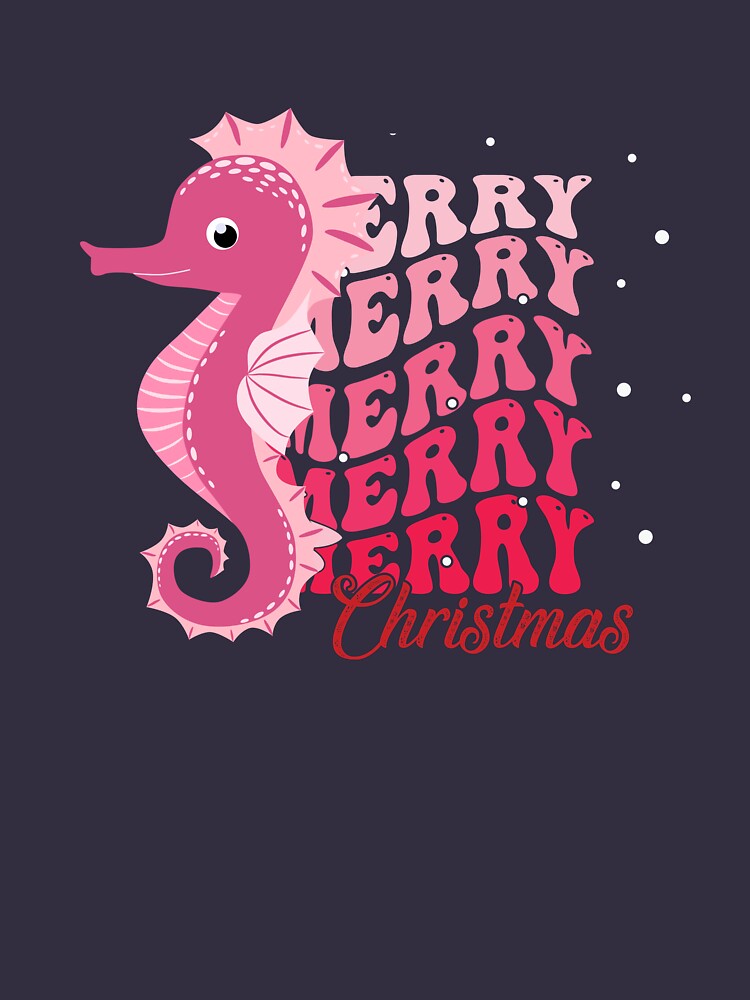 merry chrismas Pink Seahorse Animal by Stickers  Designer