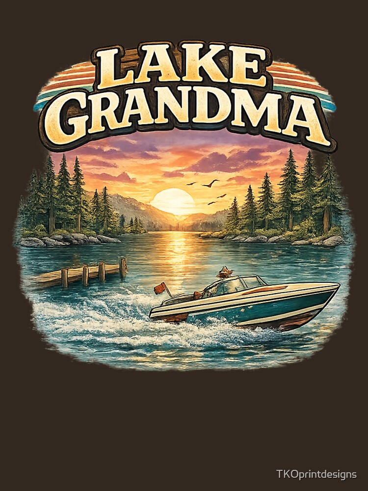 Lake Grandma Sunset Boat Shirt | Lake Life Grandma Gift | Boating Grandma Summer Tee by TKOprintdesigns