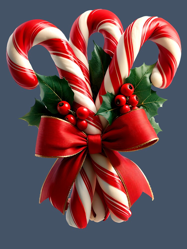 Classic Christmas Candy Canes – Red Ribbon & Holly Magic by christmas-xmas