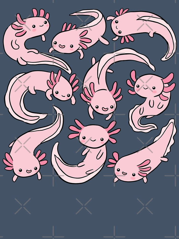 Cute little happy axolotls pattern by Yarafantasyart