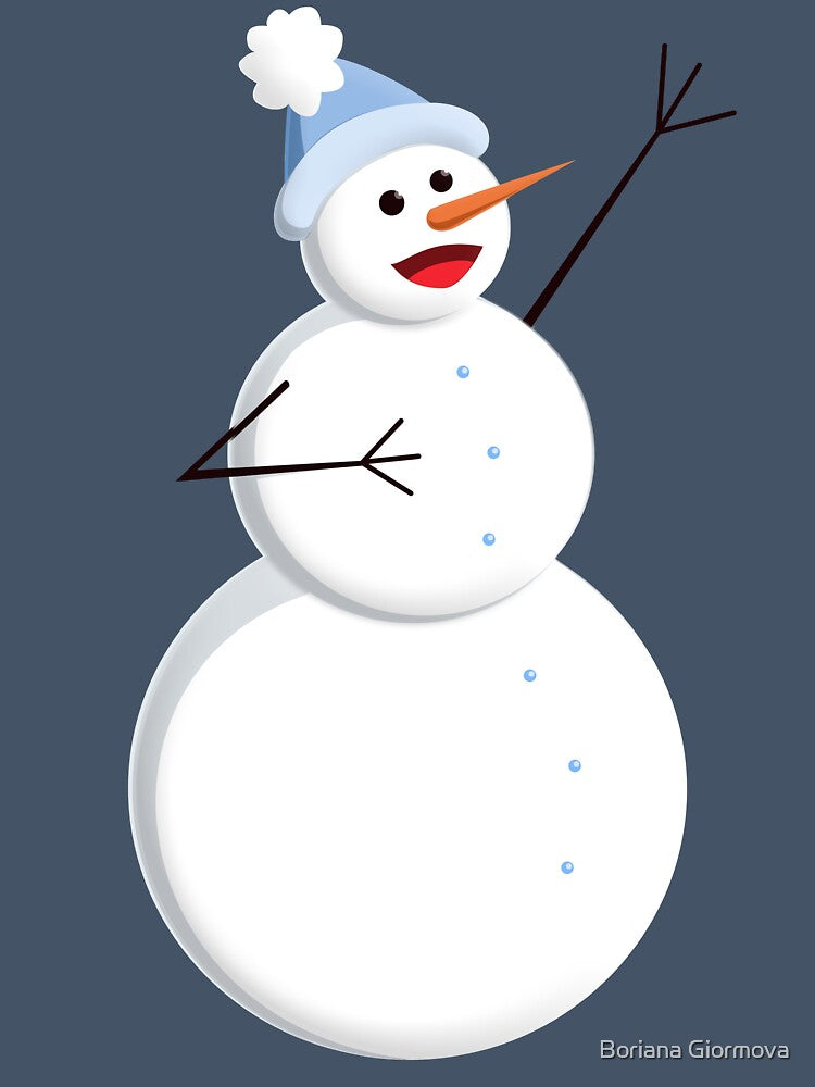 Blue Winter Happy Snowman by Boriana Giormova