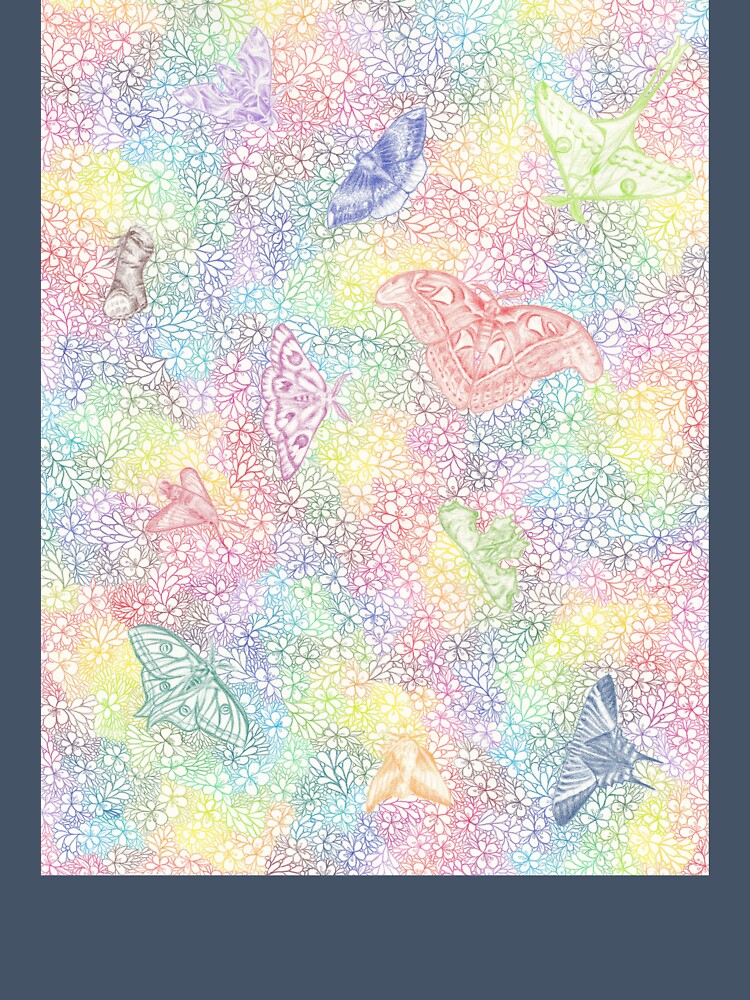 Metamorphosis of Fears : Unique Moths Among Rainbow Flowers by SonoSonoStudio