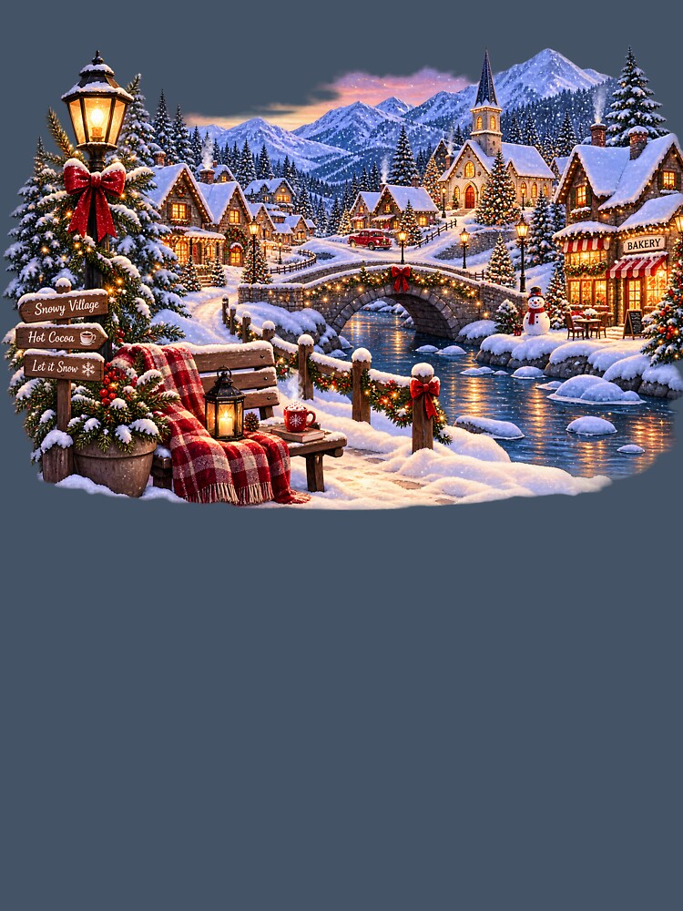 Cozy Snowy Christmas Village Winter Wonderland by TinyWeird