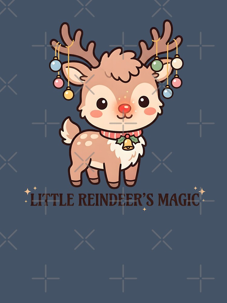 Kawaii Christmas Reindeer Little Reindeer Magic Art by BobaBunny76
