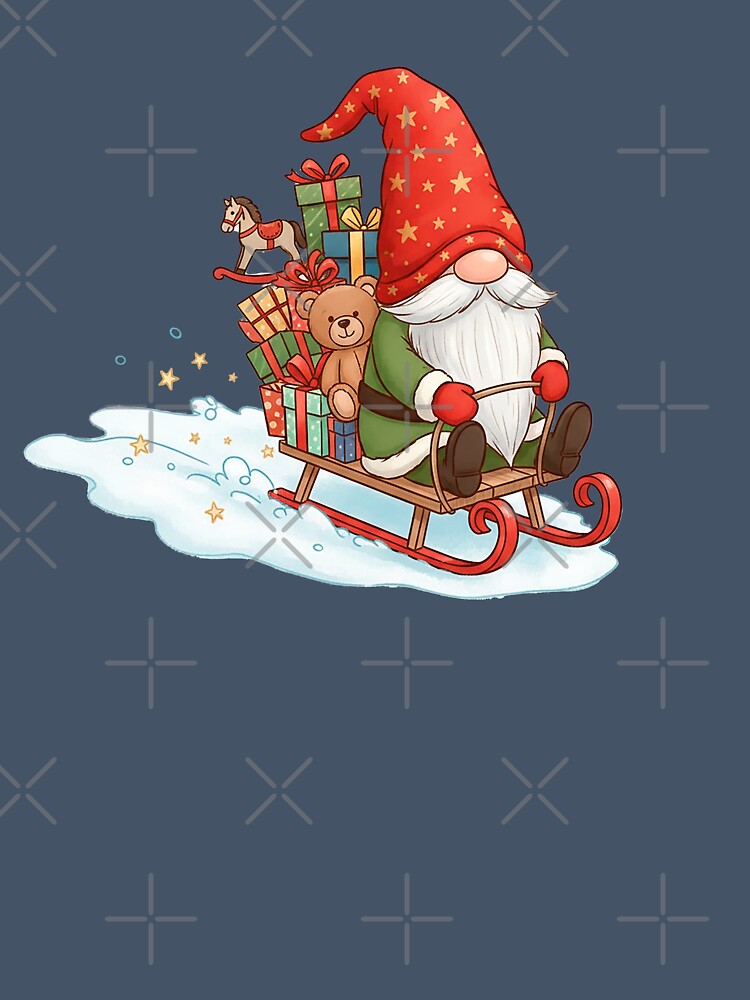 Christmas Gnome on a Sleigh – Cute Watercolor Holiday Illustration by Iras-Art-Corner
