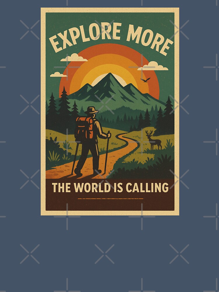 Explore More – Retro Poster Hiking Mountain Nature Adventure Camping Vintage by MEg-1985