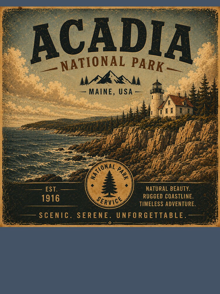 Acadia National Park Vintage Mountain Design USA by T-Motive