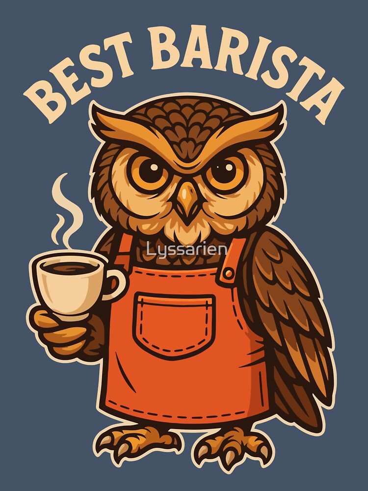 Best Barista – Owl Design for Night Shift Coffee Masters by Lyssarien