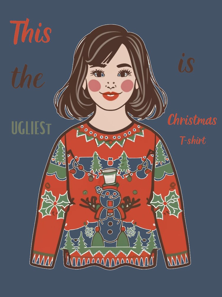 Kids Ugly Christmas Sweater Girls T-Shirts by ChromaticBlend