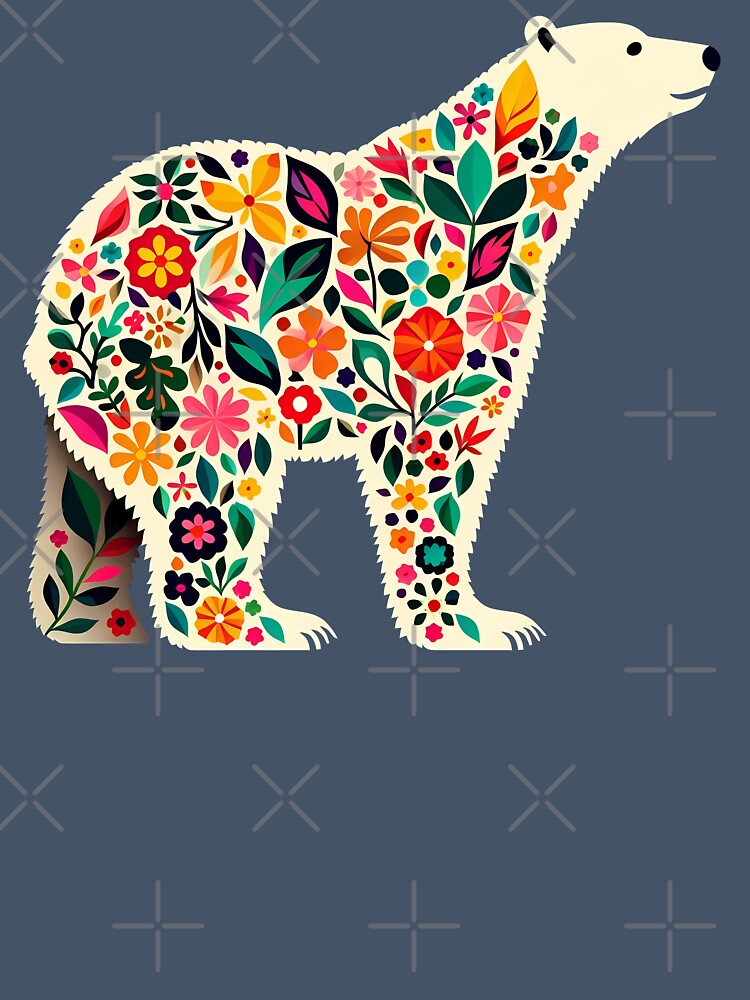 Polar Bear: Hope for Wildlife: Floral Arctic Spirit - Scandinavian Folk Art by heidiannemorris © by FOLK ART FUSION
