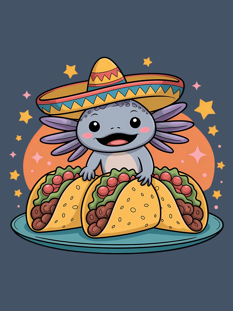 Tacolotl Funny Mexican Axolotl Eats Taco by gourpmerzihd