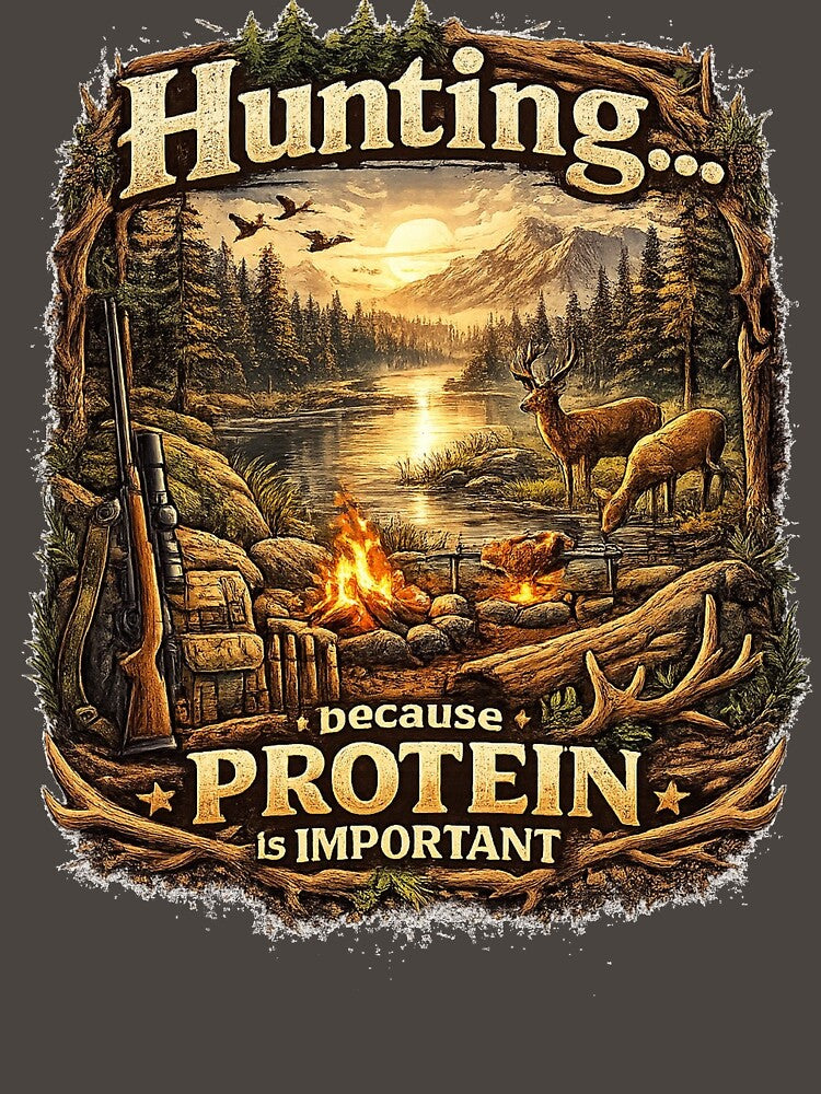 Hunting Because Protein Is Important – Funny Hunting Shirt by Boot Culture