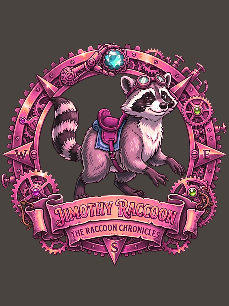 Pink Steampunk Jimothy Raccoon Emblem Illustration by blacK1982White