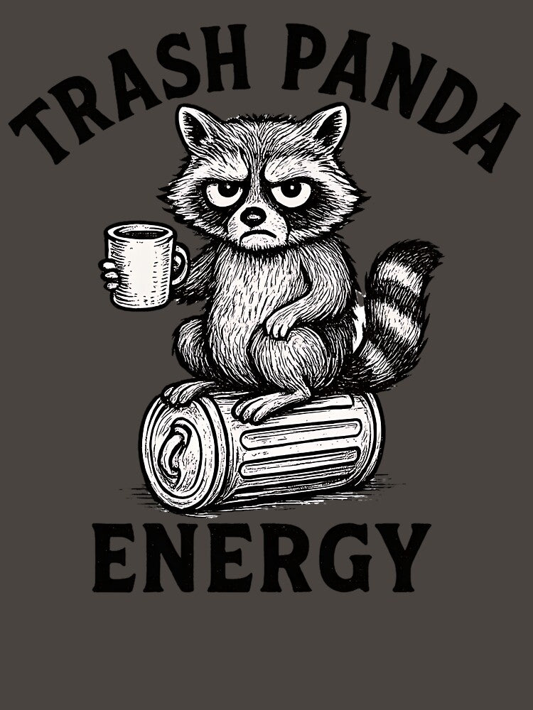 Trash Panda Energy – Funny Raccoon Coffee T-Shirt Design by LunaSpellStudio